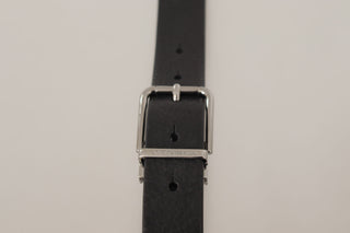 Elegant Black Leather Belt With Metal Buckle