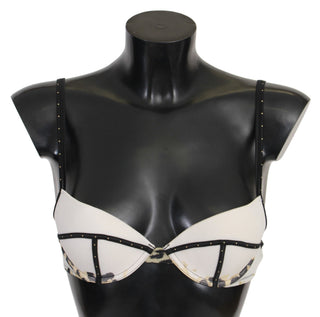 Elegant White Push-up Bra With Logo Details