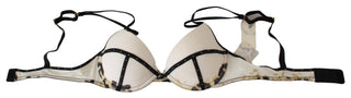 Elegant White Push-up Bra With Logo Details