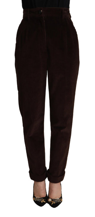 Elegant Bordeaux High-waisted Corduroy Pants