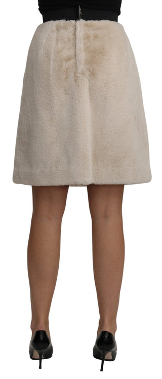 Beige High Waist A-line Mini Skirt