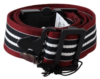 Striped Leather Fashion Belt In Black & Red