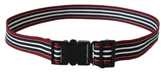 Striped Leather Fashion Belt In Black & Red