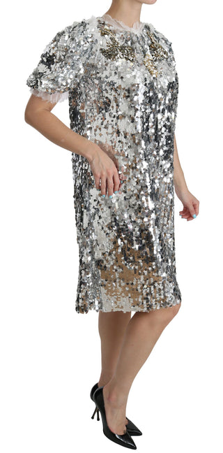 Elegant Silver A-line Dress With Crystal Accents