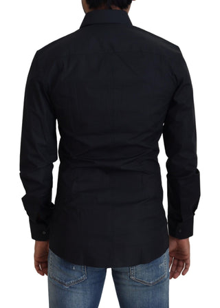 Elegant Black Slim Fit Cotton Shirt