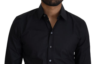 Elegant Black Slim Fit Cotton Shirt