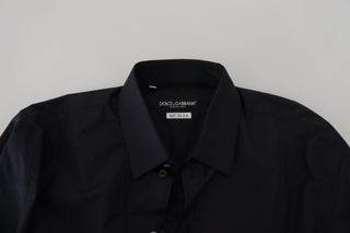 Elegant Black Slim Fit Cotton Shirt