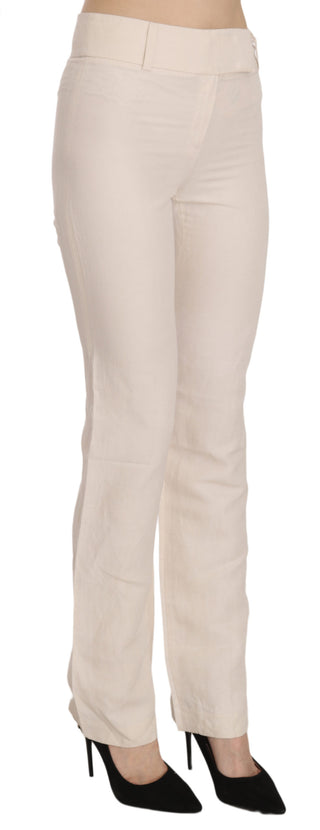 Elevated White High Waist Flared Trousers