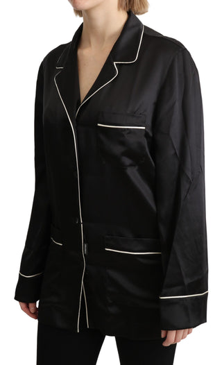 Elegant Silk Black Button-up Blouse