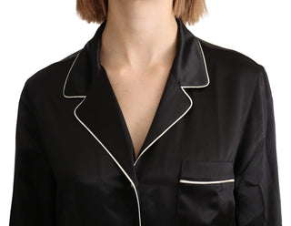 Elegant Silk Black Button-up Blouse