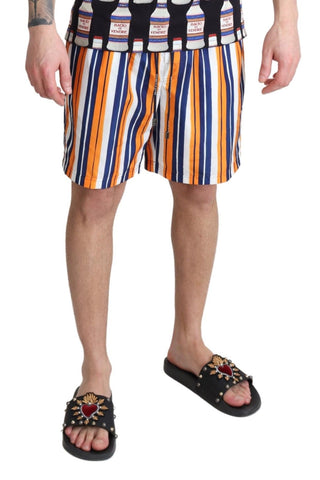 Multicolor Striped Swim Shorts Trunks