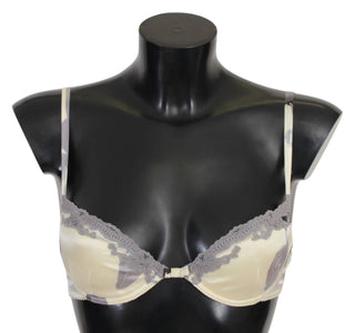 Silk Blend Push-up Bra In Beige And Gray