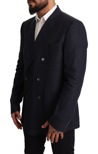 Elegant Dark Blue Double-breasted Blazer