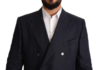 Elegant Dark Blue Double-breasted Blazer