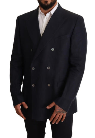 Elegant Dark Blue Double-breasted Blazer