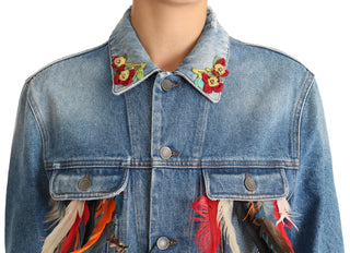 Floral Embroidered Denim Elegance Jacket