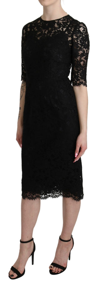 Elegant Black Lace Sheath Knee-length Dress