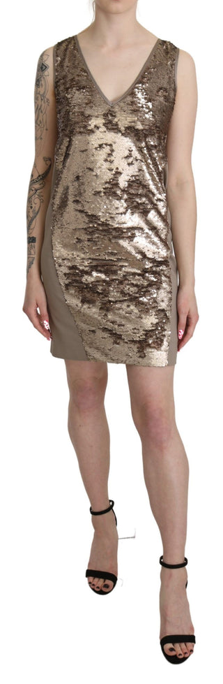 Glamorous V-neck Sleeveless Sequin Mini Dress