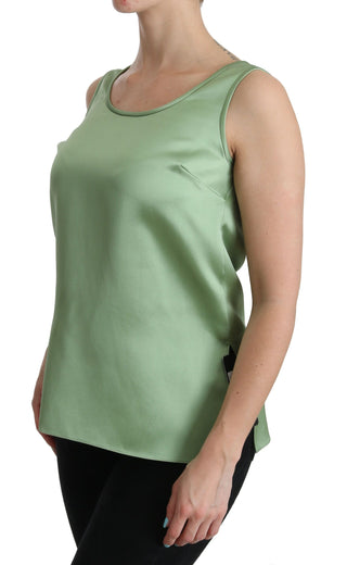 Elegant Silk Sleeveless Top In Light Mint Green