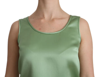 Elegant Silk Sleeveless Top In Light Mint Green