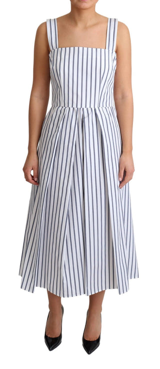 Elegant Sleeveless A-line Striped Dress