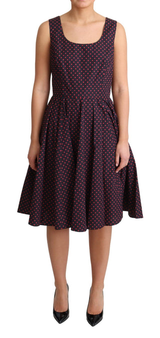 Chic Polka Dotted A-line Sleeveless Dress