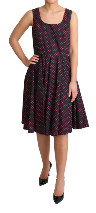 Chic Polka Dotted A-line Sleeveless Dress