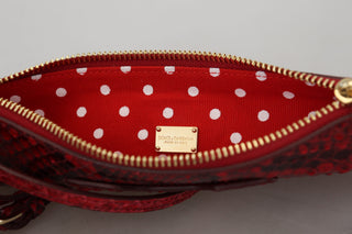 Elegant Red Leather Ayers Snake Clutch