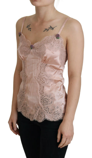 Elegant Pink Silk Lingerie Top