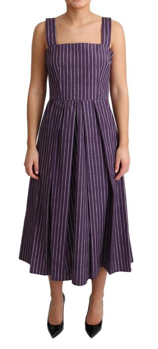 Elegant Sleeveless A-line Purple Stripe Dress