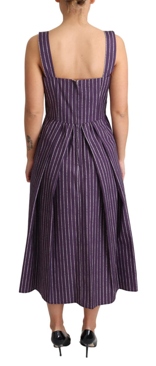 Elegant Sleeveless A-line Purple Stripe Dress