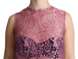 Elegant Pink Taormina Lace Sleeveless Top