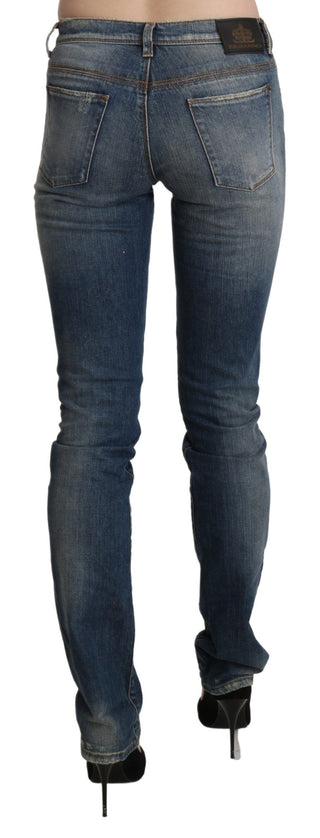 Chic Mid Waist Skinny Denim In Blue Washed