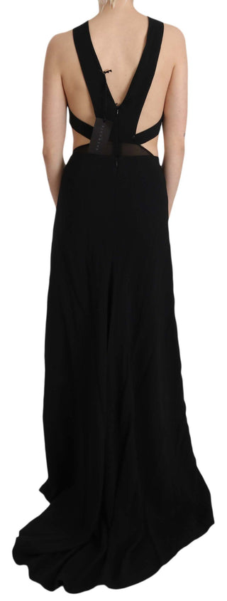 Elegant Flare Maxi Evening Dress With Crystal Accents