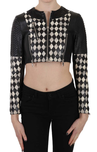 Chic Biker-inspired Cropped Leather Jacket