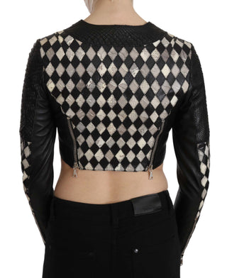 Chic Biker-inspired Cropped Leather Jacket