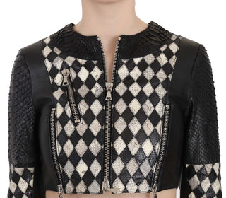 Chic Biker-inspired Cropped Leather Jacket