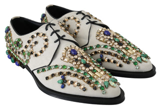 Elegant White Suede Dress Flats With Crystals