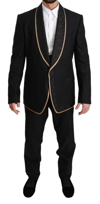 Elegant Black Silk-blend 3 Piece Suit