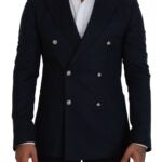 Elegant Cashmere-silk Blend Blue Blazer