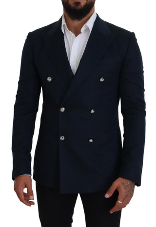 Elegant Cashmere-silk Blend Blue Blazer