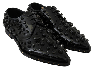 Elegant Black Dress Shoes With Crystals