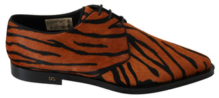 Tiger Pattern Dress Shoes With Pony Hair