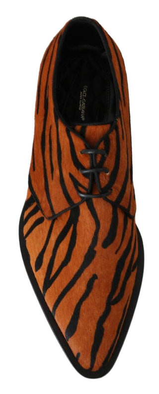 Tiger Pattern Dress Shoes With Pony Hair