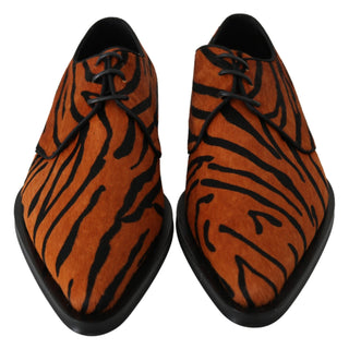 Tiger Pattern Dress Shoes With Pony Hair