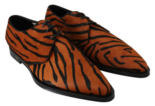 Tiger Pattern Dress Shoes With Pony Hair