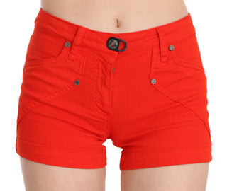 Chic Mid Waist Mini Shorts In Vibrant Orange