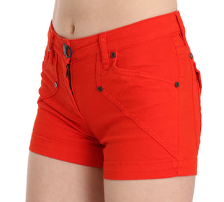 Chic Mid Waist Mini Shorts In Vibrant Orange