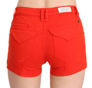 Chic Mid Waist Mini Shorts In Vibrant Orange