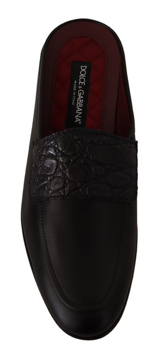 Exquisite Black & Burgundy Leather Slides